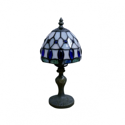 Dignity Tiffany Table Lamp Accent with Gleaming Blue Glass Galls