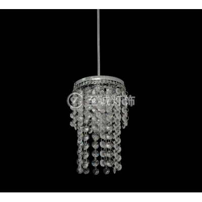 Distinctive Mini Pendant Chandelier Features Strands of Clear Crystal Matched with Silver Finish Frame