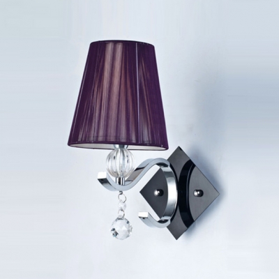 Elegant Purple Empire Shade Add Charm to Delightful Single Light Crystal Accented Modern Wall Sconce