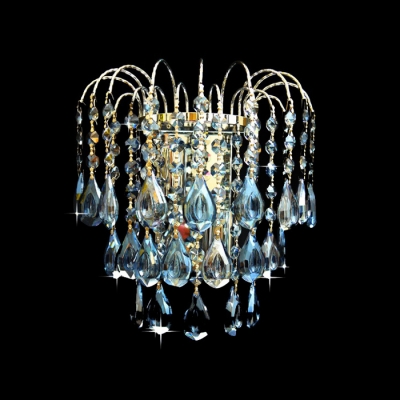 Eye-catching Double Light Wall Sconce Features Beautiful Blue Crystals