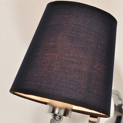 Eye-catching Two-light Wall Sconce Completed with Black Fabric Shade and Graceful Scrolls