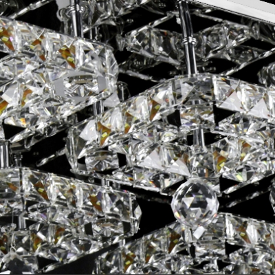 Finely Hand Cut Crystal Diamonds Square Flush Mount Light Hanging a Crystal Ball