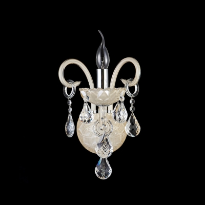 Glamorous Scrolling Arms Crystal Single Light Formed Vase-style Wall Sconce