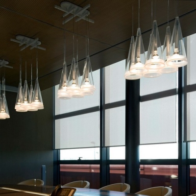 Glittering Clear Glass Cone Designer Eight Lights Multi-Light Pendant Light