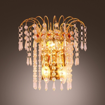 Gold Finsh Crystal Wall Sconce Offers Dramatic Addition to Your Decor