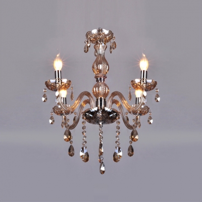 Graceful and Delicate Scrolls Peek from within Beautiful Crystal in Grand Delightful Chandelier