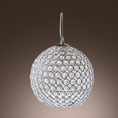 Graceful Design Modern Chrome Sphere Frame Crystal Mini Pendant Light