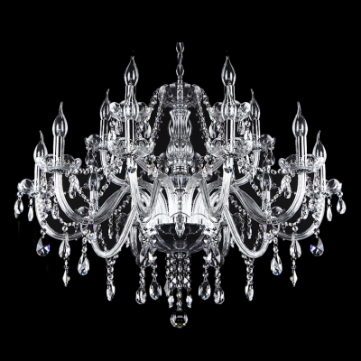 Large Brilliant and Sparkling 12-Light Traditional Double-Tiered Candle Lights Chandelier