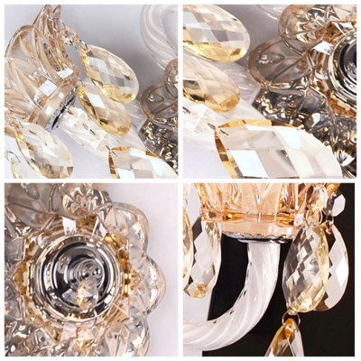 Magnificent Brilliant Double Candle-style Light Crystal Wall Sconce with Elegant Scrolling Arms