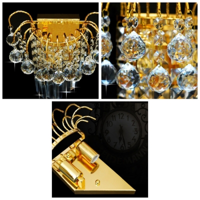 Modern Wall Light Fixture Embellished with Clear Crystal Balls Create Graceful Shimmer