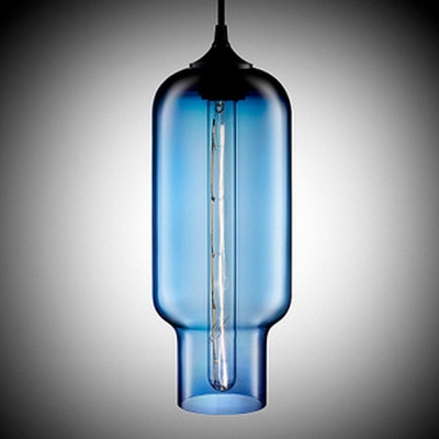 Open-Mouthed Colored Glass LOFT Industrial Mini Pendant