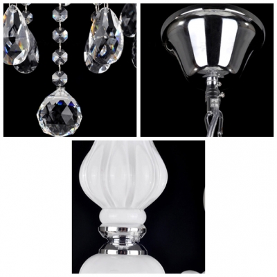 Soft and White Crystal Style Three Lights Chandelier with Beautiful Crystal Droplets for Living Room