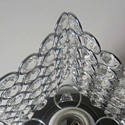 Square Design Crystal Semi-Flush Mount Ceiling Light with Metal Cut Shade