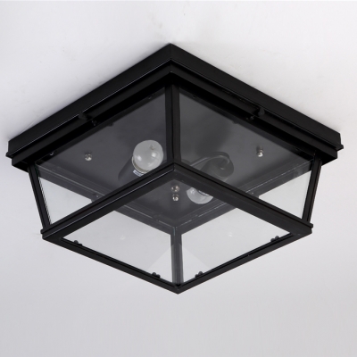 Black LED Flush Mount Ceiling Light 2 Light with Glass Shade