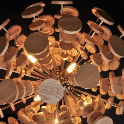 Wood Burst Globe Shaped Designer Large Pendant Light for Restaurant