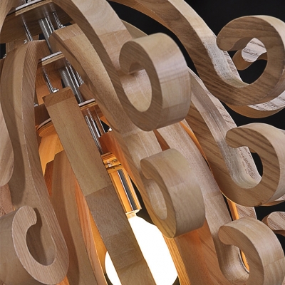 20.5”Wide Wooden Scrolls Designer Large Pendant Light