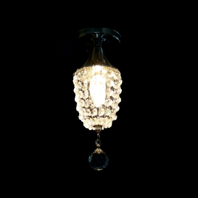 4'' Wide Stunning Semi Flush Ceiling Light Adorned with Crystal Beads and Polished Chrome Finish