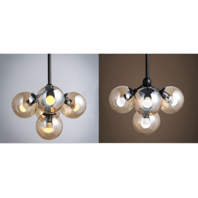 Bubble Black Pendant Light 5 Lighted