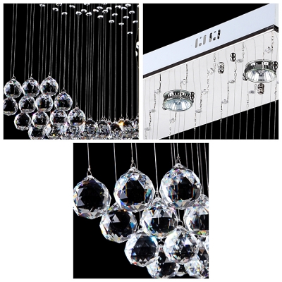 Amazing Wave Clear Crystal Beads and Spheres Floating Contemporary LED Crystal Chandelier