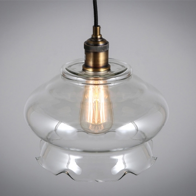 Blooming Flower Industrial  LOFT Clear Glass Pendant Light