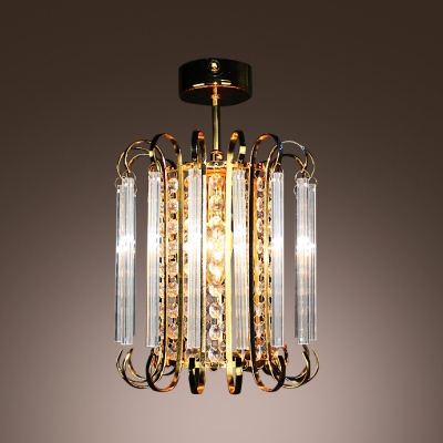 Bold and Elegant Golden Crystal Strands Cylindrical Design Mini Pedant Lighting