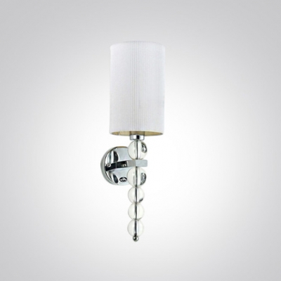 Contemporary Bold Wall Sconce Completed Crystal Balls and Beautiful Red Fabric Drum Shade