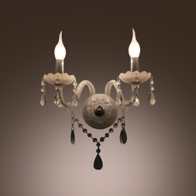 Dazzling Curving Crystal  Arms Add Charm to Stunning Wall Sconce with Two Candle Lights