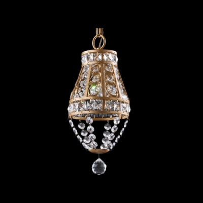 Delicate Antique Brass Finish and Graceful Crystal Beads Add Charm to Splendid Mini Pendant Light