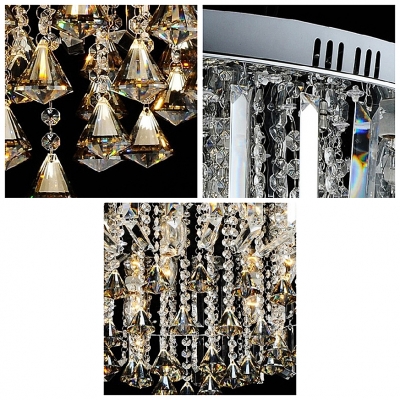 Elegantly Crystal Fringe Flush Mount Hanging Crystal Beads and Amber Diamonds