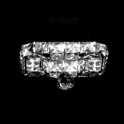 Finely Hand Cut Crystal Diamonds Square Flush Mount Light Hanging a Crystal Ball