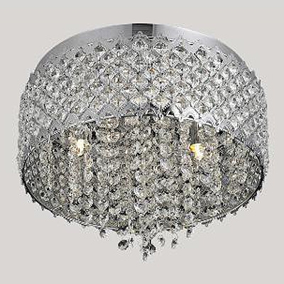 Graceful Metal Cut Shade Crystal Beads Embedded and Dropped Round Flush Mount Lights