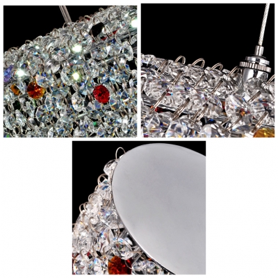 Lush and Bold Multi-Colored Crystals Embedded Round Rod LED Pendant Lighting