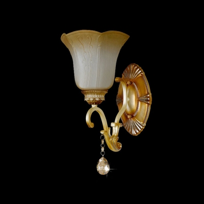 Luxury Classic Wall Sconce Features Delicate Brass Finish Oval Base and Graceful Scrolling Arm