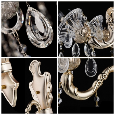 Luxury Shimmering Two Light Clear Phoenix Feather Crystal Wall Sconce with Graceful Strolling Arm in Zin Alloy