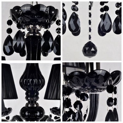 Majestic and Bold Jet Black Crystal Drops Bell Black Shade 23.6