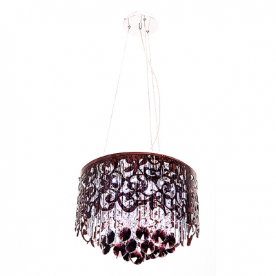 Modern Red Pendant Light Supports Waterfall of Sparkling Crystals Provides Alluring Opulent Radiance