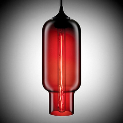 Open-Mouthed Colored Glass LOFT Industrial Mini Pendant