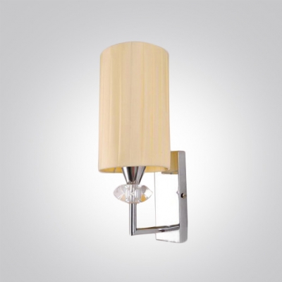Simple Modern Stye Wall Sconce with Beige Fabric Drum Shade and Polished Chrome Finish