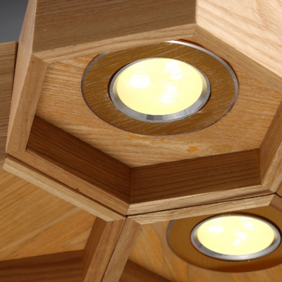 Six Lights Wood Honeycomb Brilliant Designer Large Pendant Light