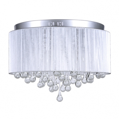 Soft and White Sheer Shade and Stainless Steel Canopy 5-Light Brilliant Flush Mount Lights
