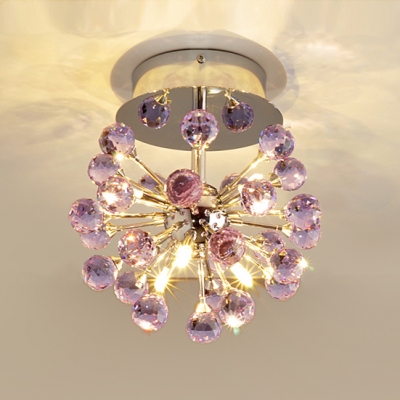 Striking Ceiling Fixture Bursts with Stylish Design Adorned with Distinctive Purple Crystals