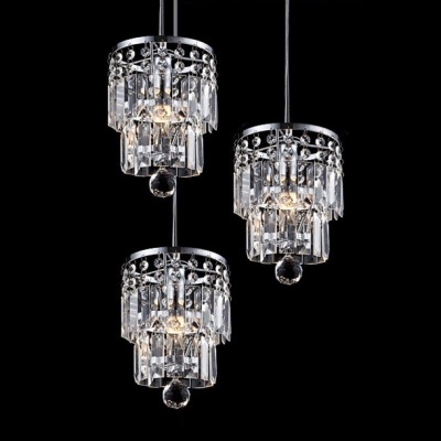 Stunning Round Canopy Crystal 3-Light Nickel Multi Light Pendant Creating Glamorous Embellishment