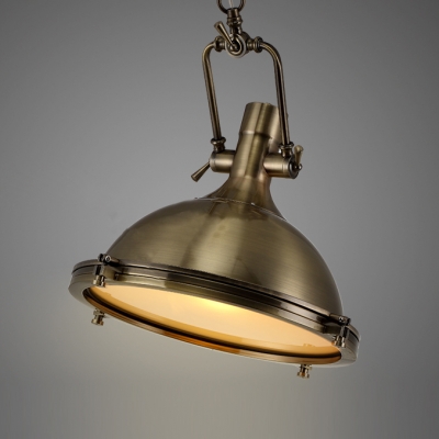 Nautical Pendant Light in Antique Bronze with Frosted Diffuser