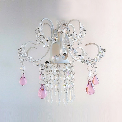 

Beautifully Proportioned Sparkling Hanging Swag Chandelier Adorned with Clear and Pink Drops, HL363189