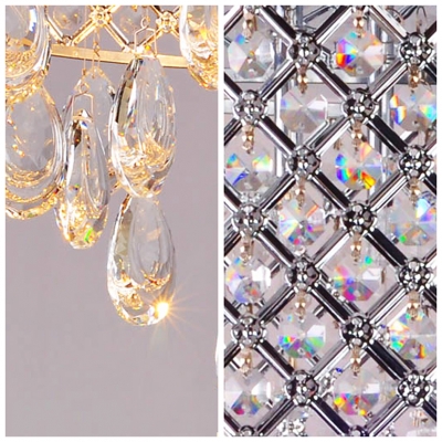 Brilliant and Graceful Pendant Light Chandelier Finished in Glistening Chrome Adorned with Enchanting Crystals
