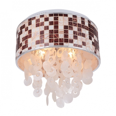Chic Four Lights Modern Flush Mount Light with Droplets Adorned Clear Crystal Beads