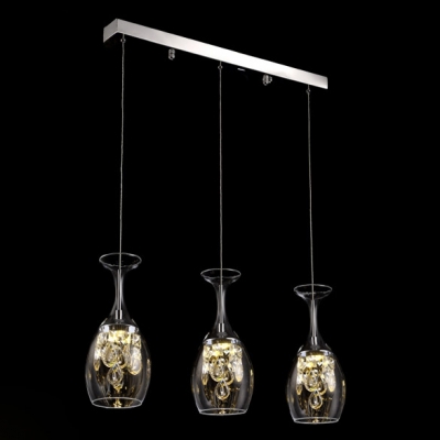 

Chrome Finish Mounting Hardware Embellishes Multi Light Pendant with Three Clear Glass Globes and Strings of Glistening Clear Crystal Beads, HL365169