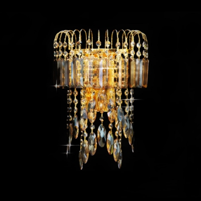 Dazzling Gold Finish and Gleaming Strands of  Crystal Beads Composed Stunning Wall Sconce