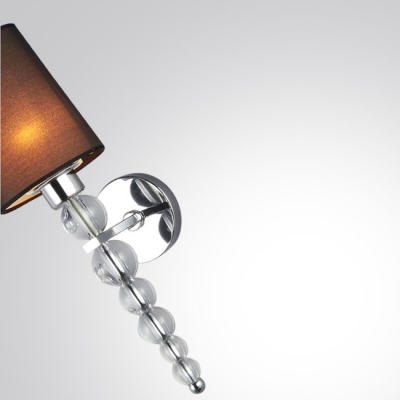 Decorative Crystal Balls Wall Light Sconce Features Black  Hardback with Lined Fabric Shade