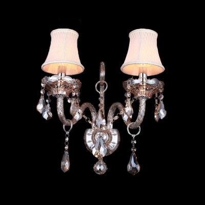 Delicate Glistening Sleek Curved Arm Crystal Wall Light Fixture Offers Elegance Embellishment